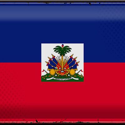 Targa in metallo Bandiera Haiti 30x20 cm Bandiera retrò di Haiti