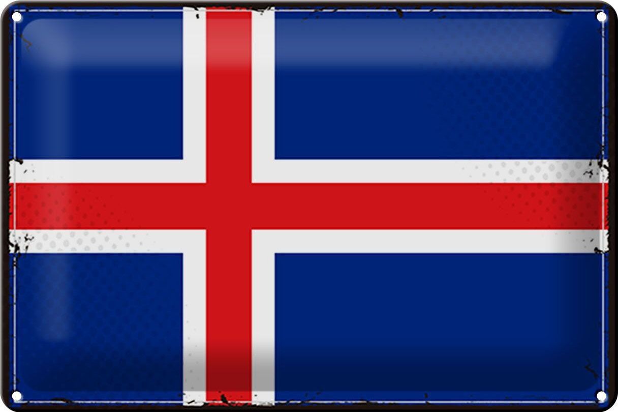 Targa in metallo Bandiera Islanda 30x20 cm Bandiera retrò dell'Islanda