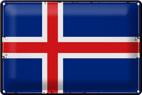 Blechschild Flagge Island 30x20cm Retro Flag of Iceland