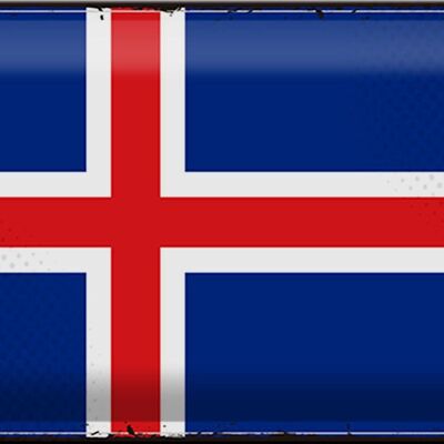 Cartel de chapa Bandera de Islandia 30x20cm Bandera Retro de Islandia