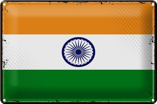 Blechschild Flagge Indien 30x20cm Retro Flag of India