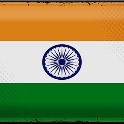 Cartel de chapa Bandera de la India 30x20cm Bandera Retro de la India