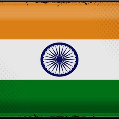 Blechschild Flagge Indien 30x20cm Retro Flag of India