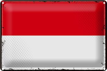 Drapeau en étain de l'indonésie, 30x20cm, drapeau rétro de l'indonésie 1