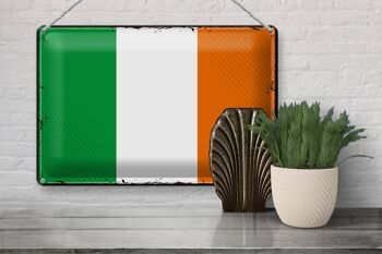 Signe en étain drapeau irlandais 30x20cm, drapeau rétro de l'irlande 3