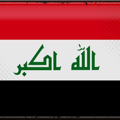 Targa in metallo Bandiera Iraq 30x20 cm Bandiera retrò dell'Iraq