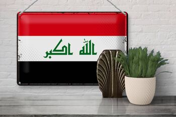 Drapeau en étain de l'irak, 30x20cm, drapeau rétro de l'irak 3