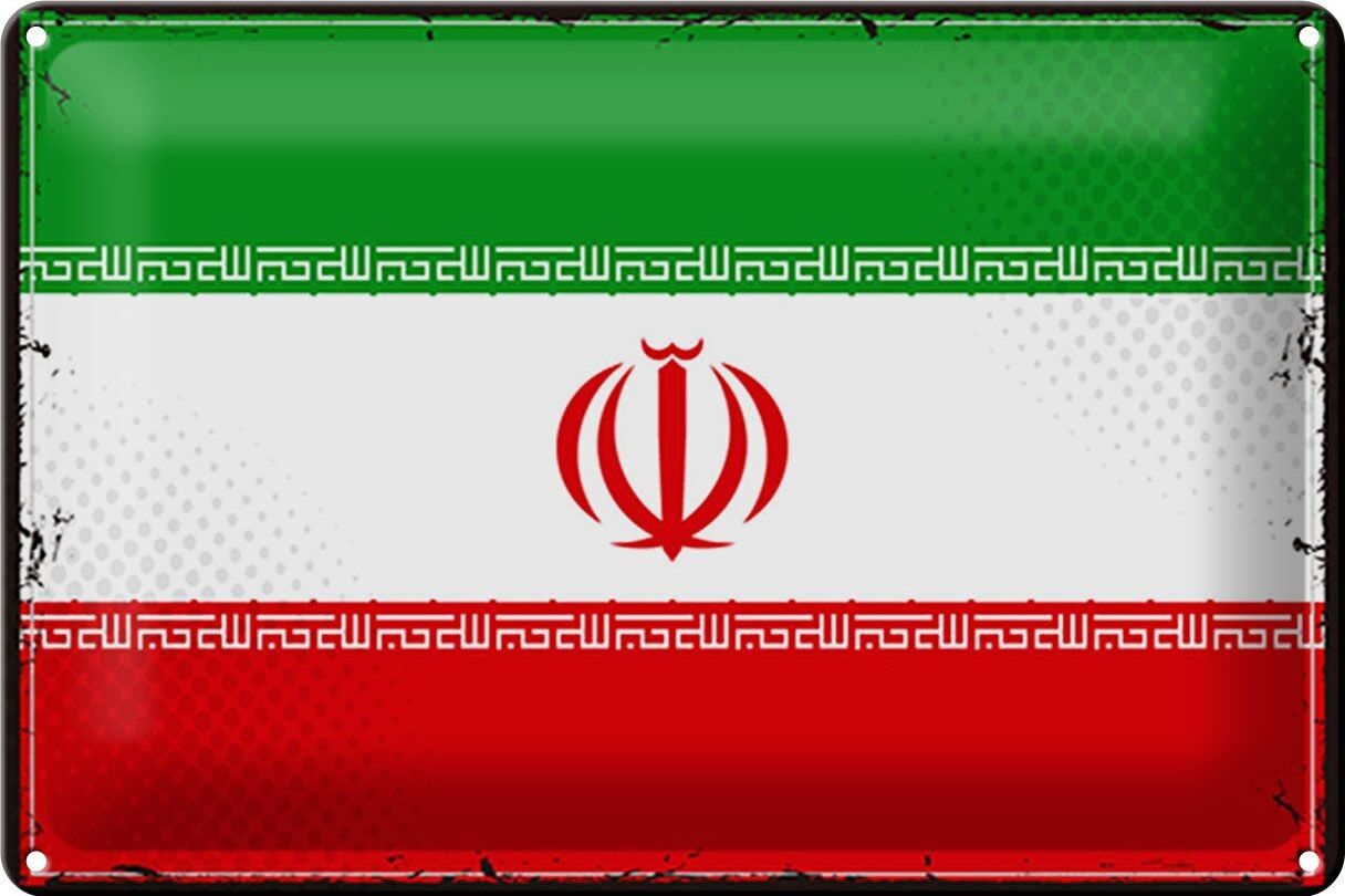 Cartel de chapa Bandera de Irán 30x20cm Bandera Retro de Irán