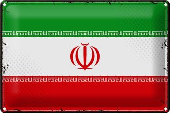 Signe en étain drapeau de l'iran 30x20cm, drapeau rétro de l'iran 1