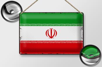Signe en étain drapeau de l'iran 30x20cm, drapeau rétro de l'iran 2