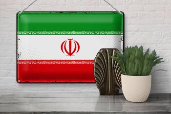 Signe en étain drapeau de l'iran 30x20cm, drapeau rétro de l'iran 3