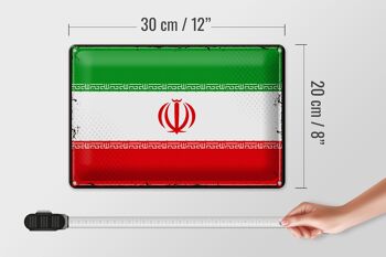 Signe en étain drapeau de l'iran 30x20cm, drapeau rétro de l'iran 4