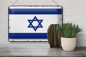 Signe en étain drapeau d'israël 30x20cm, drapeau rétro d'israël 3