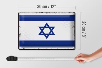 Signe en étain drapeau d'israël 30x20cm, drapeau rétro d'israël 4