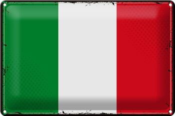 Signe en étain drapeau italie 30x20cm, drapeau rétro de l'italie 1