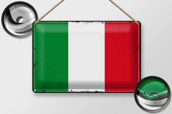 Signe en étain drapeau italie 30x20cm, drapeau rétro de l'italie 2