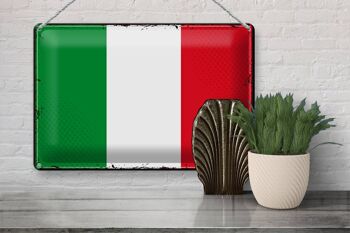 Signe en étain drapeau italie 30x20cm, drapeau rétro de l'italie 3