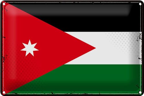 Blechschild Flagge Jordanien 30x20cm Retro Flag of Jordan