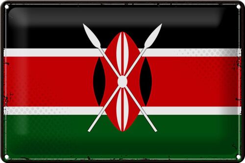 Blechschild Flagge Kenia 30x20cm Retro Flag of Kenya