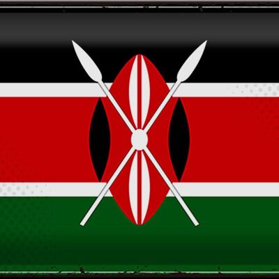 Signe en étain drapeau du Kenya 30x20cm, drapeau rétro du Kenya