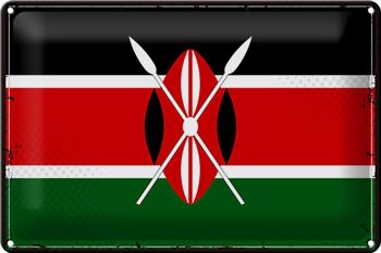 Signe en étain drapeau du Kenya 30x20cm, drapeau rétro du Kenya 1