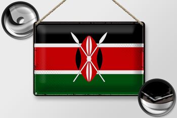Signe en étain drapeau du Kenya 30x20cm, drapeau rétro du Kenya 2