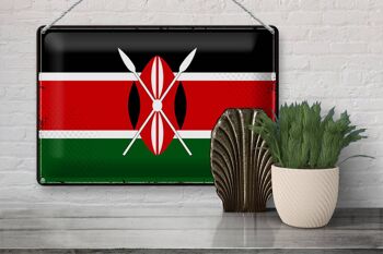 Signe en étain drapeau du Kenya 30x20cm, drapeau rétro du Kenya 3