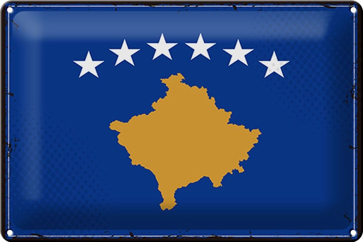 Cartel de chapa Bandera de Kosovo 30x20cm Bandera Retro de Kosovo