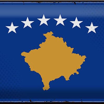 Blechschild Flagge Kosovo 30x20cm Retro Flag of Kosovo