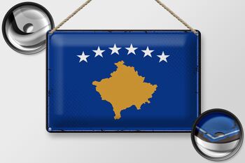 Drapeau en étain du Kosovo, 30x20cm, drapeau rétro du Kosovo 2