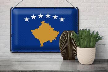 Drapeau en étain du Kosovo, 30x20cm, drapeau rétro du Kosovo 3