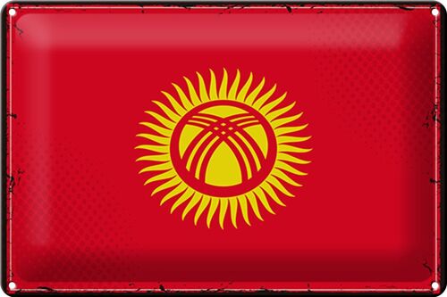 Blechschild Flagge Kirgisistan 30x20cm Retro Kyrgyzstan