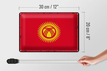 Drapeau en étain du Kirghizistan, 30x20cm, rétro, Kirghizistan 4
