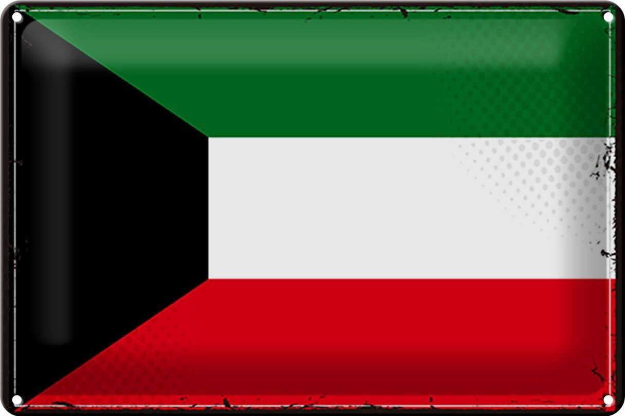 Cartel de chapa Bandera de Kuwait 30x20cm Bandera Retro de Kuwait