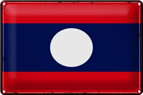 Blechschild Flagge Laos 30x20cm Retro Flag of Laos