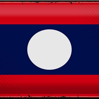 Targa in metallo Bandiera del Laos 30x20 cm Bandiera retrò del Laos