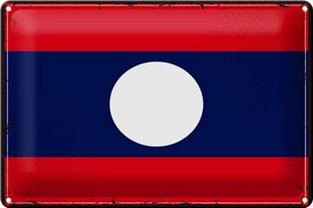 Signe en étain drapeau du Laos 30x20cm, drapeau rétro du Laos 1