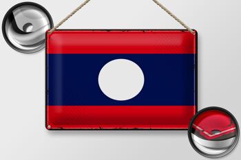 Signe en étain drapeau du Laos 30x20cm, drapeau rétro du Laos 2