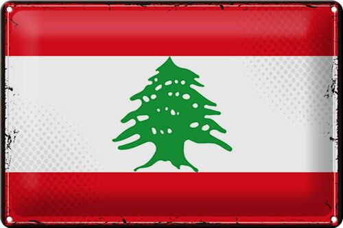 Blechschild Flagge Libanon 30x20cm Retro Flag of Lebanon