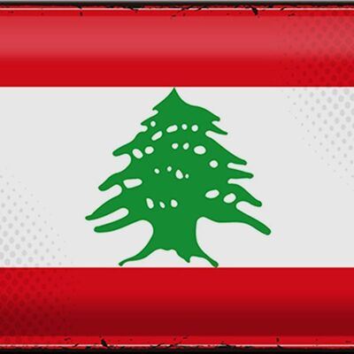 Targa in metallo Bandiera Libano 30x20 cm Bandiera retrò del Libano