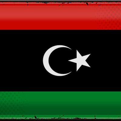 Targa in metallo Bandiera della Libia 30x20 cm Bandiera retrò della Libia