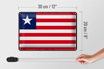 Signe en étain drapeau du Libéria 30x20cm, drapeau rétro du Libéria 4