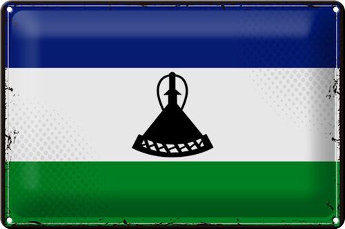 Blechschild Flagge Lesotho 30x20cm Retro Flag of Lesotho