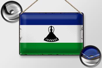 Drapeau en étain du Lesotho, 30x20cm, drapeau rétro du Lesotho 2