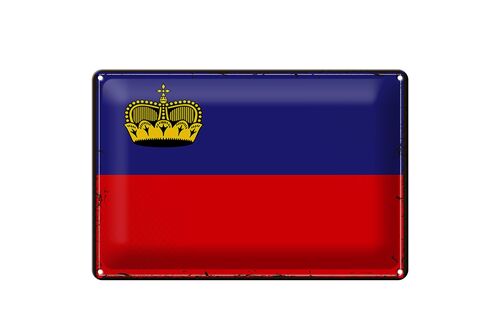 Blechschild Flagge Liechtenstein 30x20cm Retro Flag