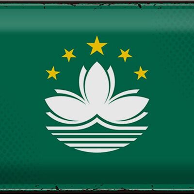 Blechschild Flagge Macau 30x20cm Retro Flag of Macau
