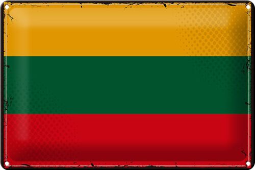 Blechschild Flagge Litauen 30x20cm Retro Flag of Lithuania