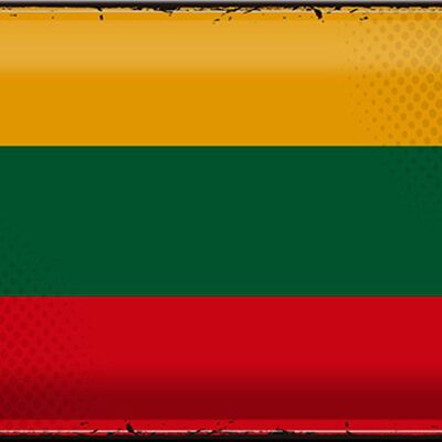 Targa in metallo Bandiera Lituania 30x20 cm Bandiera retrò della Lituania