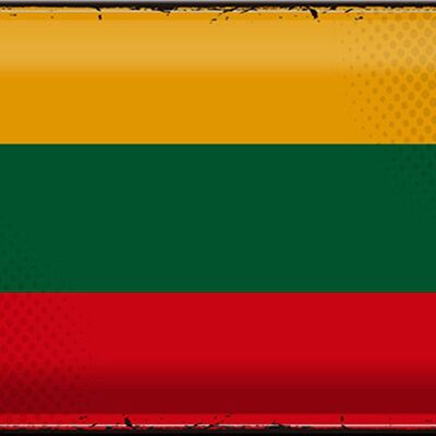 Blechschild Flagge Litauen 30x20cm Retro Flag of Lithuania