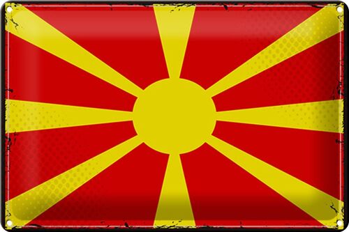 Blechschild Flagge Mazedonien 30x20cm Retro Flag Macedonia
